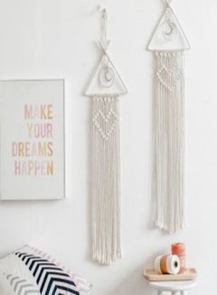 اشتري Moon Dream Catcher with LED Light, Bohemian Macrame Wall Hanging Woven Decor for Kids Room Home Wedding Boho Ornament Craft Gift في السعودية