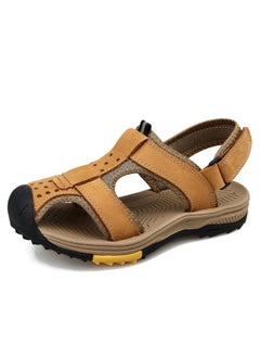 اشتري Explosions Plus Size Baotou Outdoor Men's Beach Sandals Non-slip Anti-kick Climbing Off-road Leather Traceable Sandals في السعودية