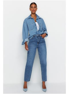 Buy Blue High Waist Mom Jeans TWOAW24JE00076 in Egypt