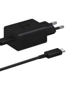 اشتري compatible Samsung Original 25W Fast Charging USB-C Mobile Phone Mains Plug/Wall Charger, Genuine Samsung Charger Compatible with Galaxy Smartphones and Other USB Type C Devices – Black, في الامارات