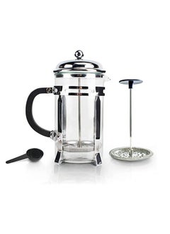 Buy French Press Coffee Tea Maker Silver/Clear/Black 1L in UAE