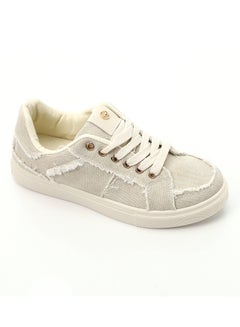 Buy Unfinished Textile Casual Sneakers - Beige in Egypt