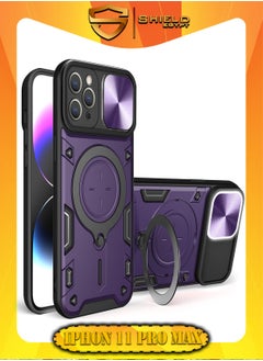 Buy SHIELD EGYPT For iPhone 11 Pro Max Armored Camera Shield Cover Camera Lend Protection, Built-in 360° (Purple) in Egypt