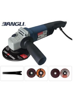 Buy Super power Angle grinder 115mm, 1250W power, grinding machine power tool, electric metal grinder 12000 RPM, with side handle and side stop button, with 2 grinding discs, 2 flip discs in Saudi Arabia