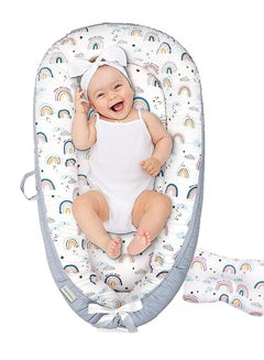 Buy Baby Lounger,Baby Nest,Portable Crib With Pillow,Perfect for Bassinet & Cribs, Essential for Newborn Shower Gift,Rainbow,0-18 Months in Saudi Arabia