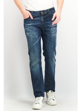 اشتري Men Straight Fit Dark Wash Stretchable Denim, Navy في الامارات