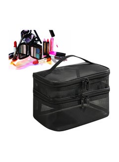 Buy Makeup Organizer Bag Dual Layer for Cosmetics Makeup Brushes and Toiletry in Egypt