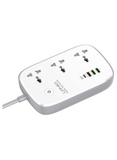 Buy LDNIO SCW3451 WIFI Smart Power Strip with 3 Universal AC Ports 1 PD, 1 QC3.0 and 2 Auto ID Ports - White and Grey in Egypt