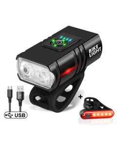 Buy USB Rechargeable Bike Light LED Bike Headlight and Tail Light Set 6 Light Modes Waterproof and Safe Suitable for Road Mountain and Night Riding in Saudi Arabia