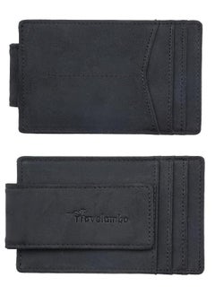 Buy Travelambo Money Clip Front Pocket Wallet Slim Minimalist Wallet RFID Blocking (Black Classic) in UAE