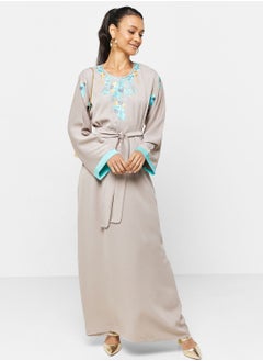 اشتري Embroidered Belted Jalabiya في السعودية