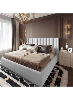 Buy Palermo | Wooden Bed Frame Upholstered in Velvet - White in Saudi Arabia
