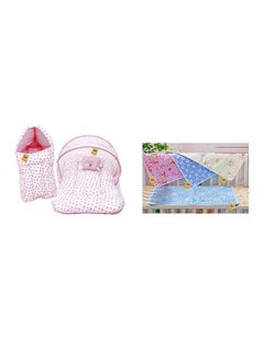 اشتري Born Baby Combo Pack Of 1 Mosquito Net Bed;Toddler Mattress With Mosquito Bed(L 32Inchsb 18Inchs)1 Sleeping Bag 4 Plastic Diaper Changing Sheets(L 24Inchsb 18Inchs)(0 6 Months) في الامارات