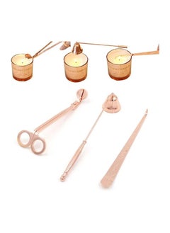 اشتري 3 Pieces Candle Cover Tools Kit Candle Accessory Set Candle Wick Trimmer Candle Snuffer Candle Wick Dipper Rose Gold Cutter Scissor Stainless Steel في الامارات