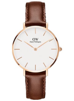 Buy Petite St Mawes Eggshell White Round Watch for Women 32mm Dial with Brown Leather Strap DW00100175 in Saudi Arabia