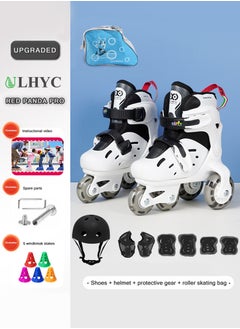 Buy Kids Unisex Four Wheel Roller Skating Shoes With Protective Gear S (31-34)cm in Saudi Arabia