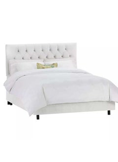 Buy Elite Collection: Swedish Wood Queen Bed - Opulent Off-White Serenity (180x200x140) by Alhome in Saudi Arabia