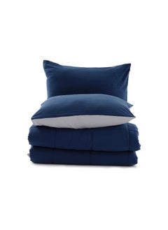 Buy Down Alternative 2-Piece Reversible Comforter Set 150X220Cm - Navy And Grey in UAE