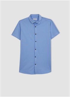 Buy Man Slim Fit Woven Short Sleeve Shirt in UAE