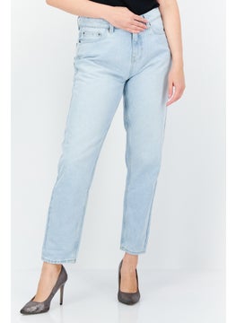 Buy Women Straight Washed Non Stretch Denim Jeans, Blue in UAE