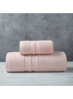 Buy Two-piece household daily cotton bath towel and cotton towel thickened and absorbent-pink in UAE