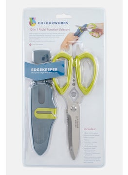 Buy 10 in 1 Multi-Function Edgekeeper Kitchen Scissors And Scissor Sharpener, Apple Green in UAE