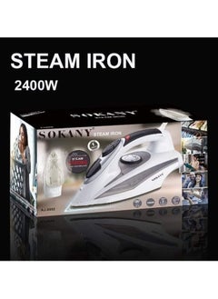 Buy Sokany Steam Iron 2400W AJ_2052 Adjustable Temperature for All Fabrics Steam Iron with Dry Steam, Steam and Spray Functions Non-Stick Ceramic Sole Self-Cleaning Function Heating Indicator Light Adjustable Temperature Knob in Egypt