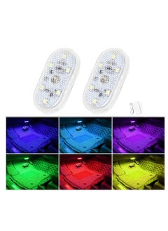 Buy Car LED Lights Interior, 7 Colors LED Interior Car Lights with 6 Bright LED Lamp Beads, Portable Night Reading Light Car Interior Atmosphere USB Rechargeable Lighting Light 2 Pcs in UAE