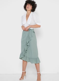 Buy Ruffle Detail Wrap Skirt in UAE