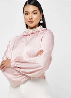 Buy Pearl Neck Trim Top in UAE