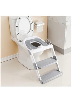 Buy Potty Training Seat, Folding Baby Potty Chair with Non-Slip Step Stool Ladder and Soft Cushion, Children's Toilet Seat for Toddler Boys Girls (Grey) in Saudi Arabia