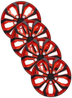 Buy EMTC Taiwan Wheel Cover Pack of 4 | 14" Inch | EM-3138 Black Red Universal Nested Style in UAE