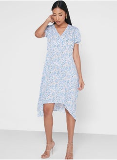 Buy Printed V Neck Dress in Saudi Arabia