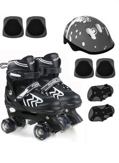 Buy Adjustable Double Row Roller Skates for Kids Size 31-34 EU With Safety Gear Set Breathable Design Fun Outdoor Sports Activity for Boys and Girls Four Wheel Roller Skating Shoes for Children in UAE