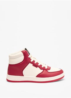 Buy Women's Panelled High Top Sneakers with Lace-Up Closure in Saudi Arabia