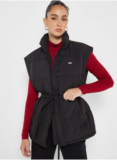 Buy Zip Through Belted Vest Jacket in UAE