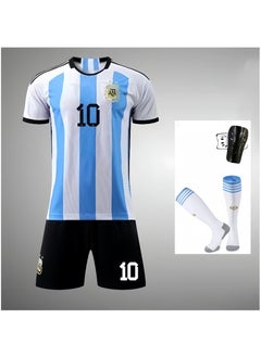 Buy New Blue And White Striped Youth No. 10 Football Jersey 4-piece Set in Saudi Arabia