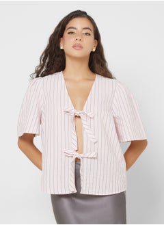 Buy V-Neck Tie Detail Top in UAE