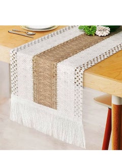 Buy Macrame Table Runner Burlap Table Runners Farmhouse Style Boho Table Runners with Tassels, Rustic Splicing Cotton Table Runner for Wedding Home and Dining Table Decor in Saudi Arabia