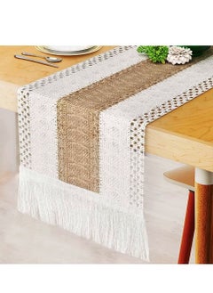 Buy Macrame Table Runner Burlap Table Runners Farmhouse Style Boho Table Runners with Tassels, Rustic Splicing Cotton Table Runner for Wedding Home and Dining Table Decor in Saudi Arabia