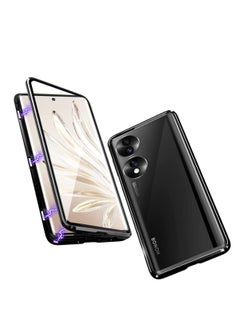 Buy Case for HONOR 90, with a magnetic adsorption front and rear tempered glass transparent case, 360 degree protective Anti Scratch cover in UAE