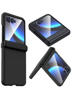 Buy Motorola Razr 40 Ultra 2023 Case with Glass External Screen Protector, Leather Case with Hinge Protection, Slim Hard PC Full Coverage Phone Case in Saudi Arabia