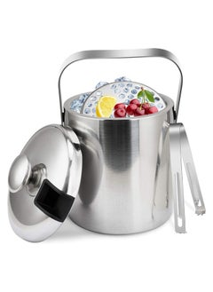 Buy Stainless Steel Ice Bucket Insulated with Tongs, Lids, Insulated Double Insulation Low Temperature Ice Bucket, Keeps Ice Frozen Longer Fruit Holder kitchen fresh-keeping utensils, 3 L in Saudi Arabia