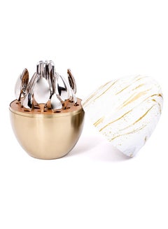 Buy Cutlery set oval 24 pieces golden marble in Saudi Arabia
