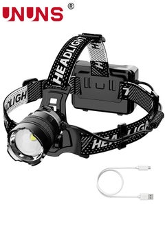 Buy LED Headlamp Rechargeable,100,000LM Super Bright Sensor Head Lamp,Zoomable Headlamp,Waterproof Headlight,Tactical Light For Outdoor Camping Running Hunting Working,Rechargeable Emergency Flashlight in UAE