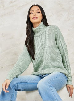 Buy Boxy Fit Regular Length Chunky Cable Knit Sweater in Saudi Arabia