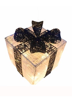Buy Light Up Gift Box White & Black Colour Warm LED Fairy Lights Openable Top Cover 23x20cm in UAE