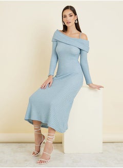 اشتري Asymmetric Neck Textured A-Line Maxi Dress في السعودية