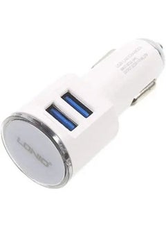 Buy Car Charger, 2 USB-A Ports, 5V, with USB to USB-C Cable, White - DLC29 in Egypt