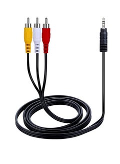 اشتري 3.5mm to 3 RCA Male Plug to RCA Stereo Audio Video Male AUX Cable Cord, 3.5 mm to RCA AV Camcorder Video Cable (1.5 M) (STRAIGHT) في الامارات